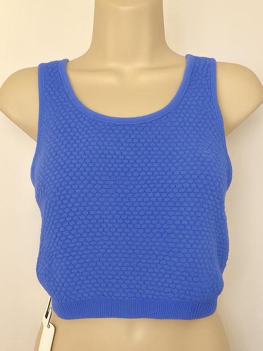 Commense Womens Size L Stretchy Knit Crop Tank Top Blue
